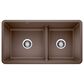 Blanco Precis Reversible 1-3/4 Double Bowl Kitchen Sink with Low Divide in Cafe, , large