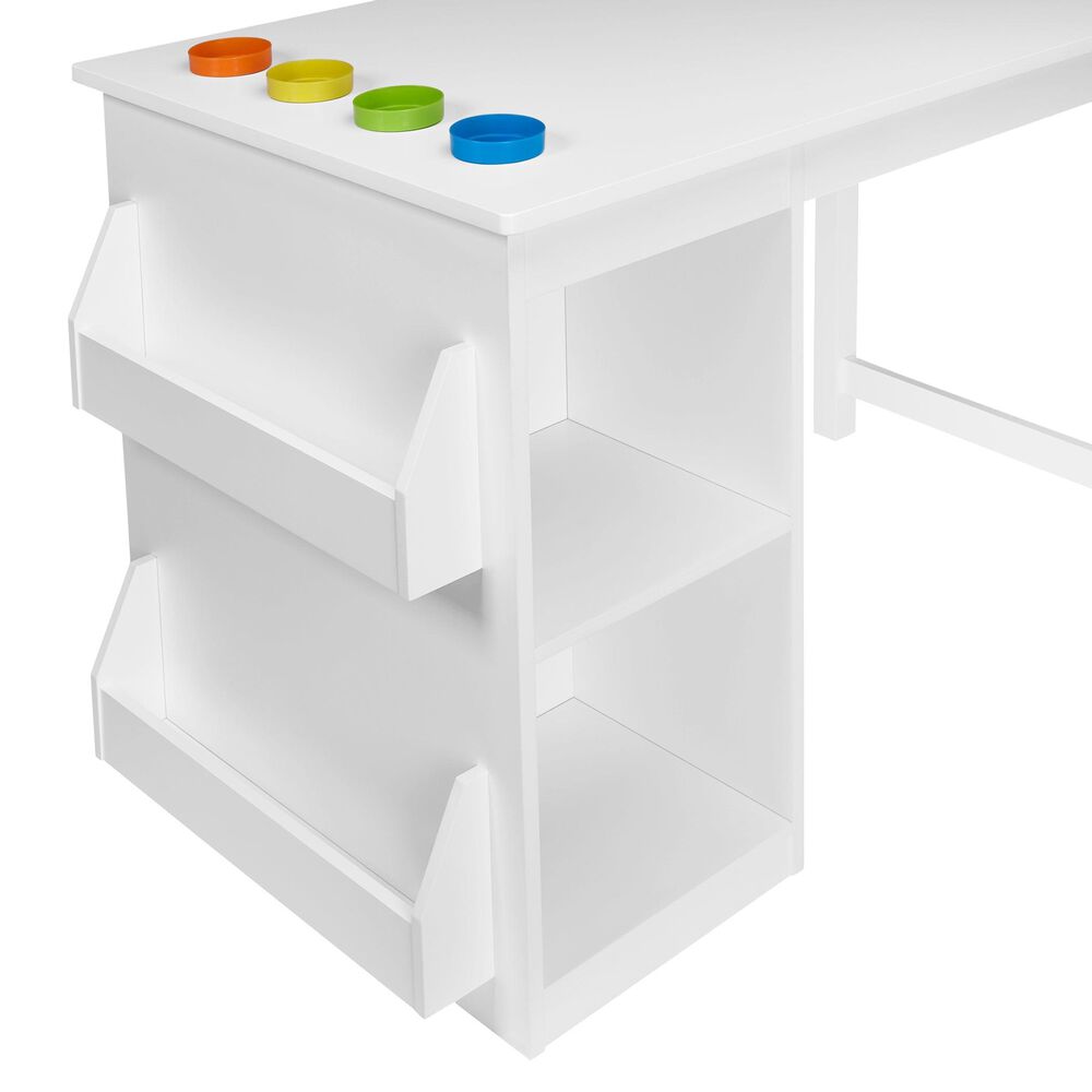 RiverRidge Home 3-Piece Kids Desk and Chair Set with Cubbies and Bookracks in White, , large