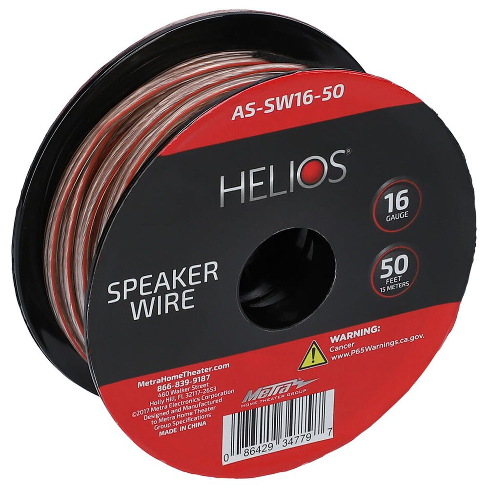 Helios 3-Piece 7 Outlet Surge Protector and 50' 16-Gauge Speaker Wire with Black Series 16' Subwoofer Cable in Black, , large
