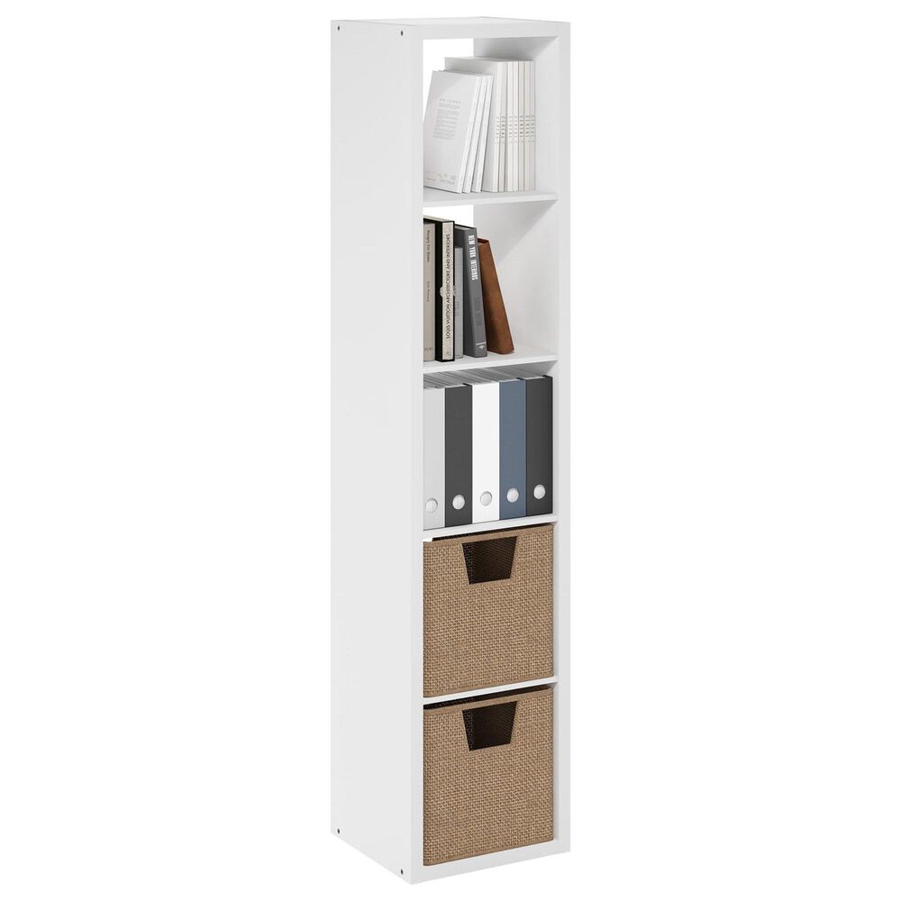 HOMLUX 5-Cube Reversible Open Back Bookshelf in White, , large