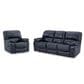 Ashley Leesworth Leather Power Reclining Sofa and Recliner Set in Ocean, , large