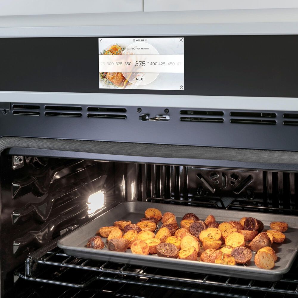 Cafe 30&#39;&#39; Built-In Convection Single Wall Oven with Brushed Bronze Handle in Matte White, , large
