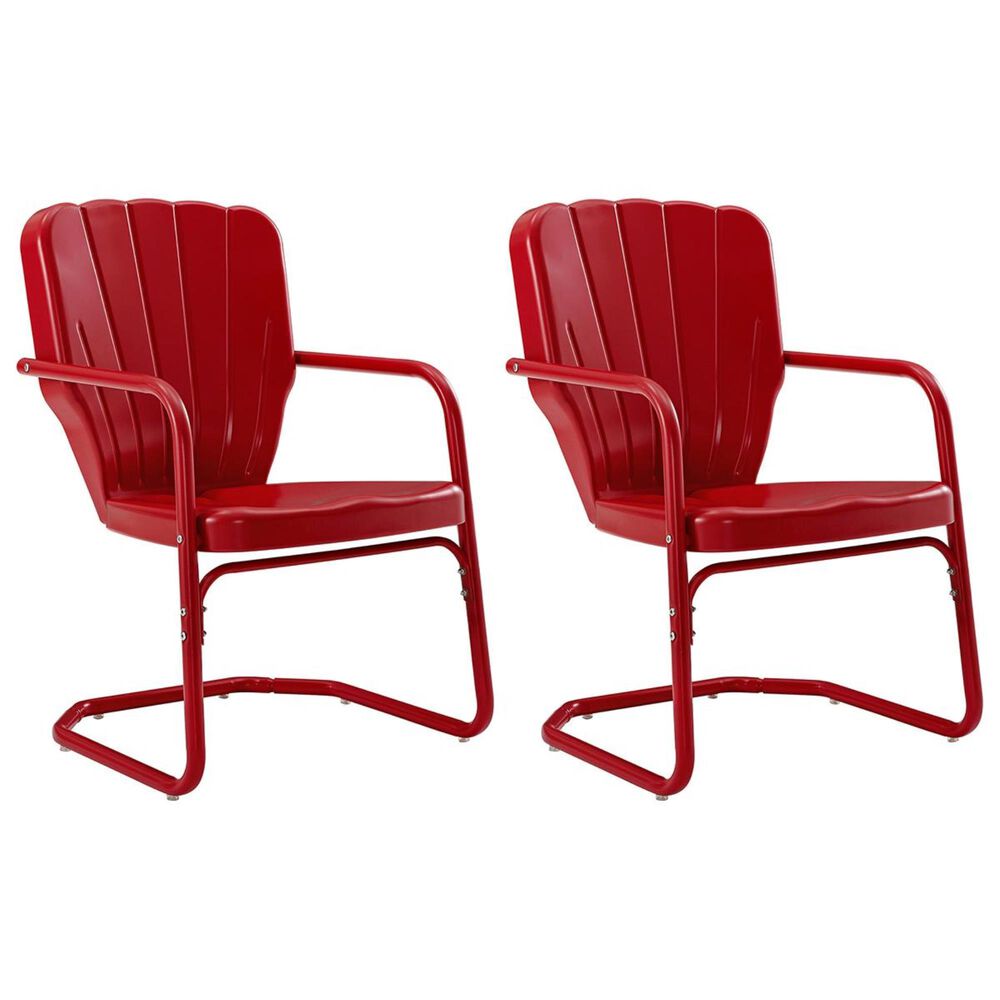 Crosley Furniture Ridgeland Metal Chair in Red (Set of 2), , large