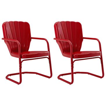 Crosley Furniture Ridgeland Metal Chair in Red (Set of 2), , large