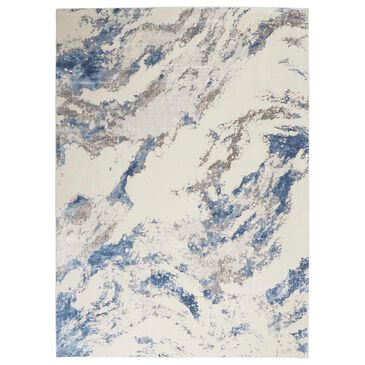 Nourison Silky Textures SLY03 7"10" x 10"6" Blue, Ivory and Grey Area Rug, , large