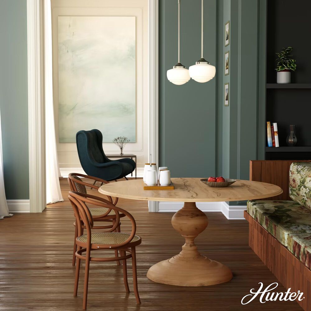 Hunter Saddle Creek 1-Light Mini Pendant with Shiny Cased White Glass in Brushed Nickel, , large