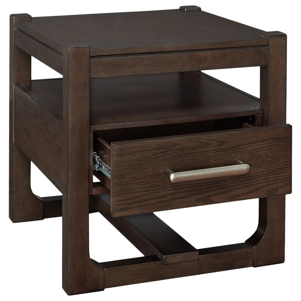 Ashley Breckington Square End Table in Dark Brown, , large