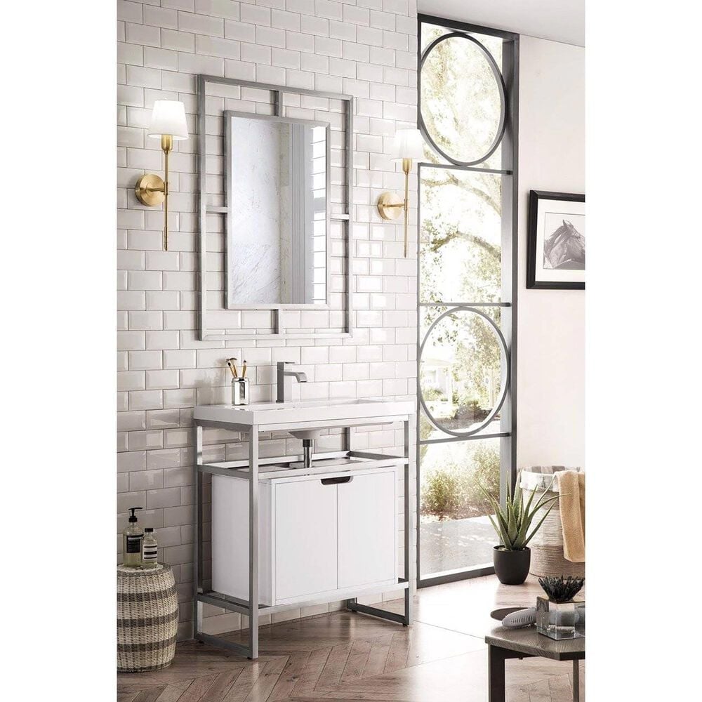 James Martin Vanities Boston 30&quot; Rectangular Mirror in Brushed Nickel, , large