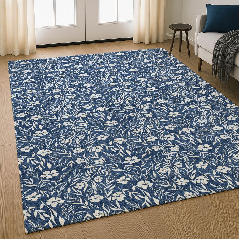 Dalyn Rug Company Soft Essentials Floral Navy 9' x 12' Indoor/Outdoor Area Rug, , large