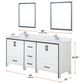 Lexora Home Ziva 80" Double Bathroom Vanity in White with 2 cm White Quartz Top and Rectangular Sinks, , large