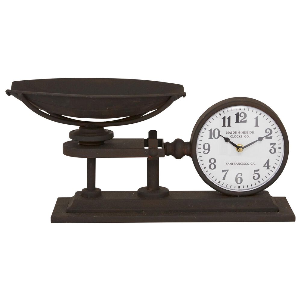 Maple and Jade 19" x 9" Table Clock in Black, , large