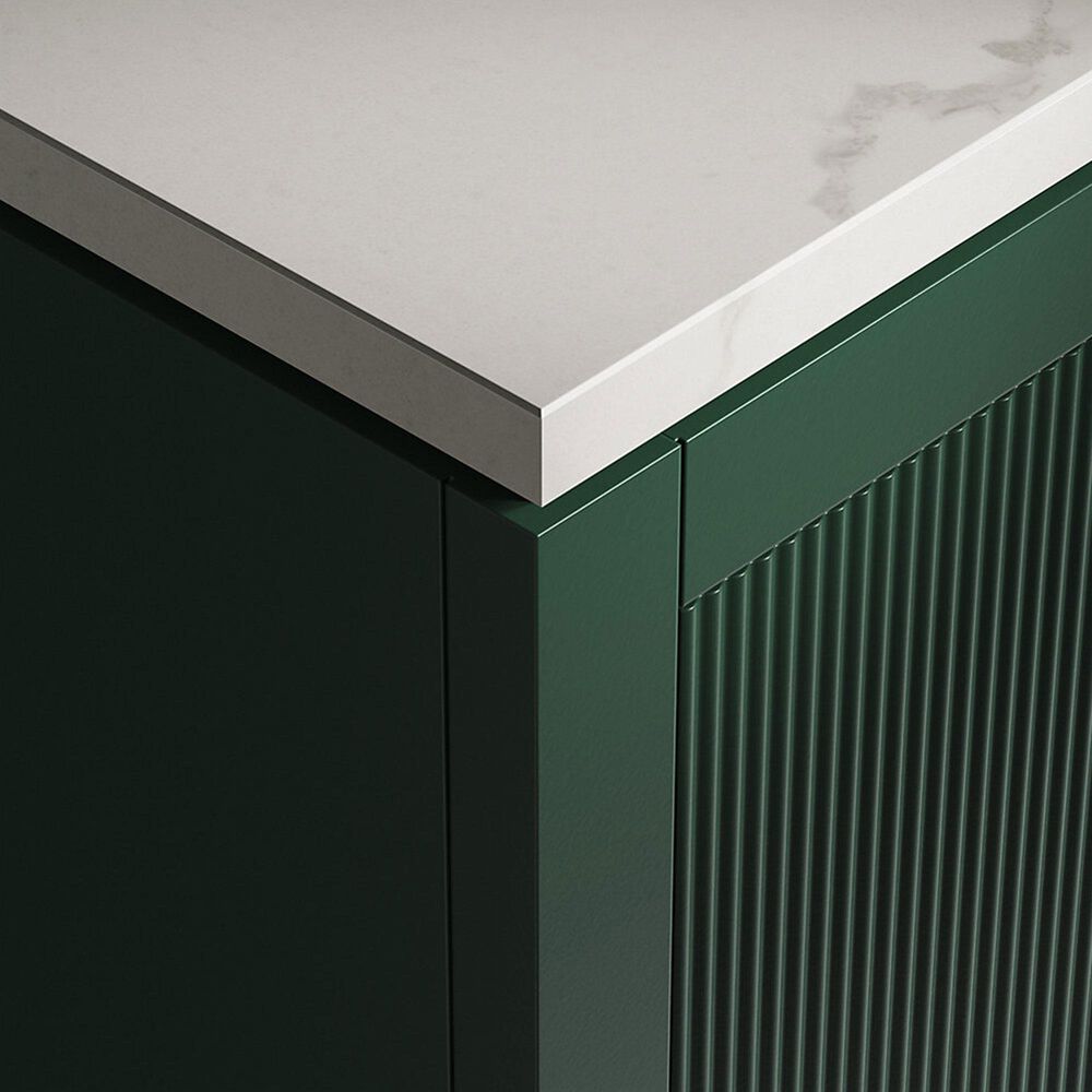 Kohler Calpa 36" Single Bathroom Vanity in Emerald Green with 2 cm White Quartz Top and Rectangular Sink, , large