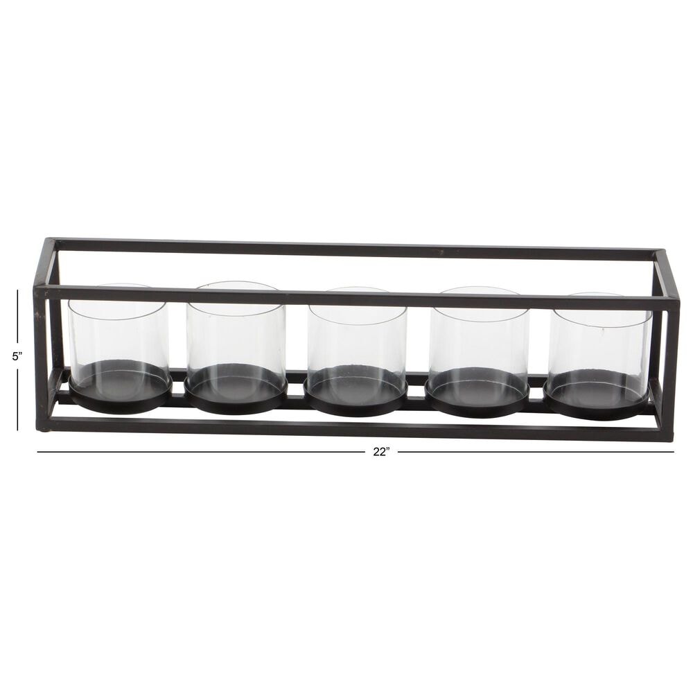 Maple and Jade 5-Glass Sleeve Decorative Candelabra in Matte Black and Clear, , large