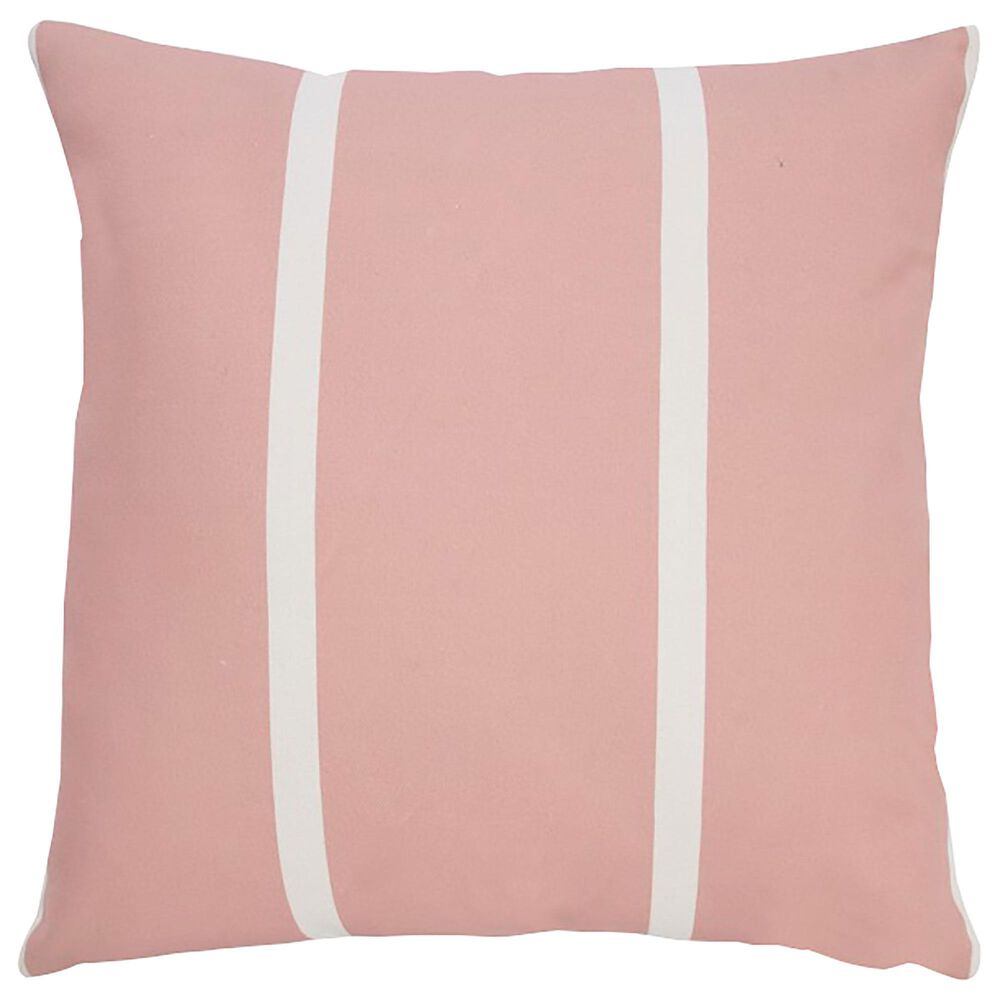 L.R. RESOURCES 20" x 20" Stripe Outdoor Pillow in Pink and White, , large