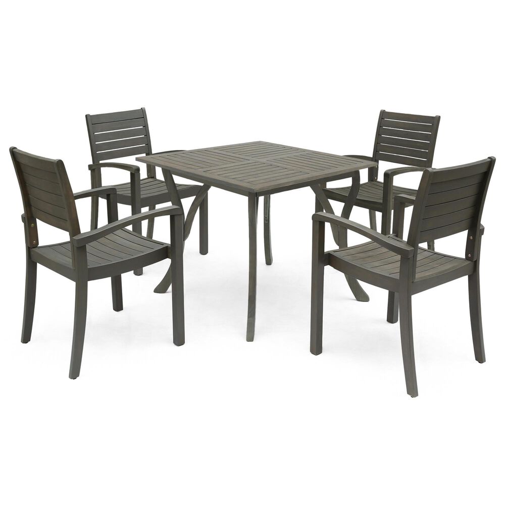 Noble House York 5-Piece Patio Dining Set in Grey, , large