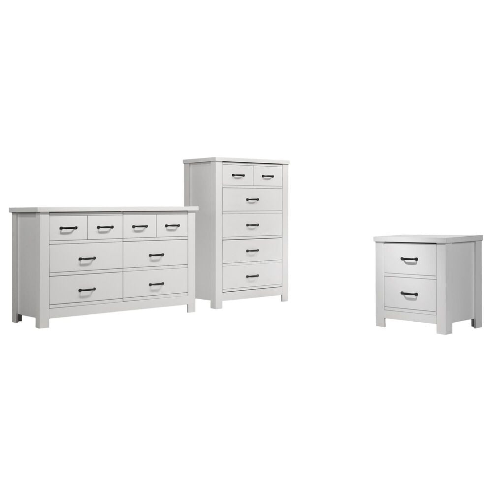 HOMLUX 3-Piece Bedroom Set with 6-Drawer Dresser, 5-Drawer Chest & Nightstand in White, , large
