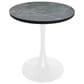 Leisuremod LeisureMod Bristol Dining table, White Base with 27 Round Marbleized Black MDF top, , large