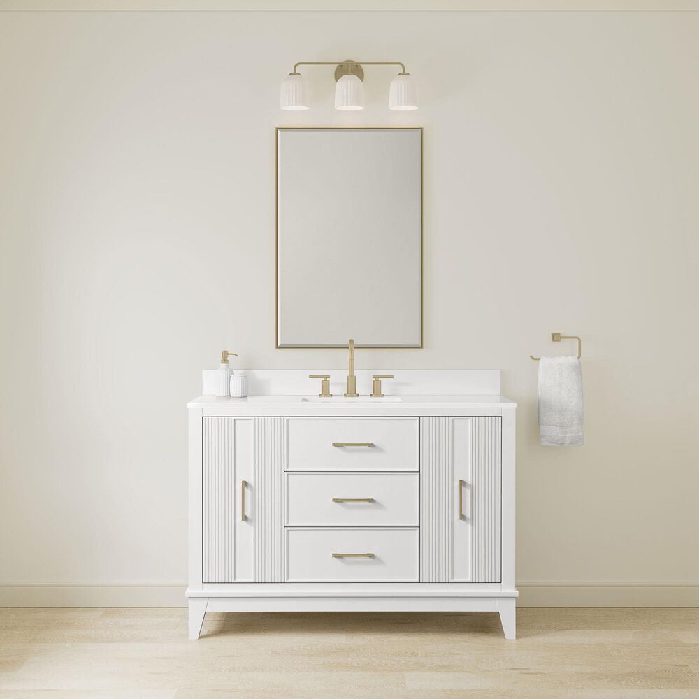 37B Fenwick 48" Single Bathroom Vanity in Bright White with Glossy White Composite Stone Top and Backsplash, , large