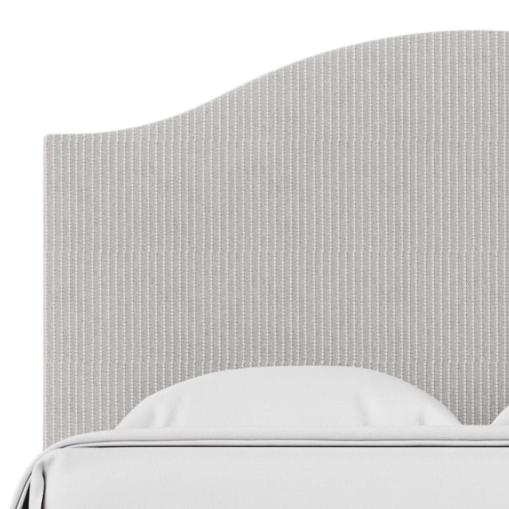 Viceray Collections Emily King Upholstered Panel Bed with Arched Headboard in Grey Stripe, , large