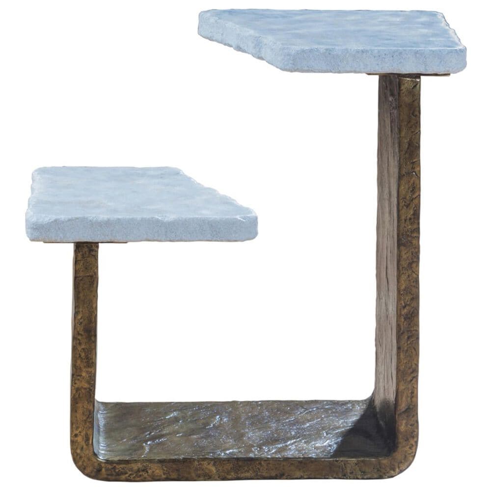 Artistica Metal Contango End Table in Patinized Bronze and Gray, , large