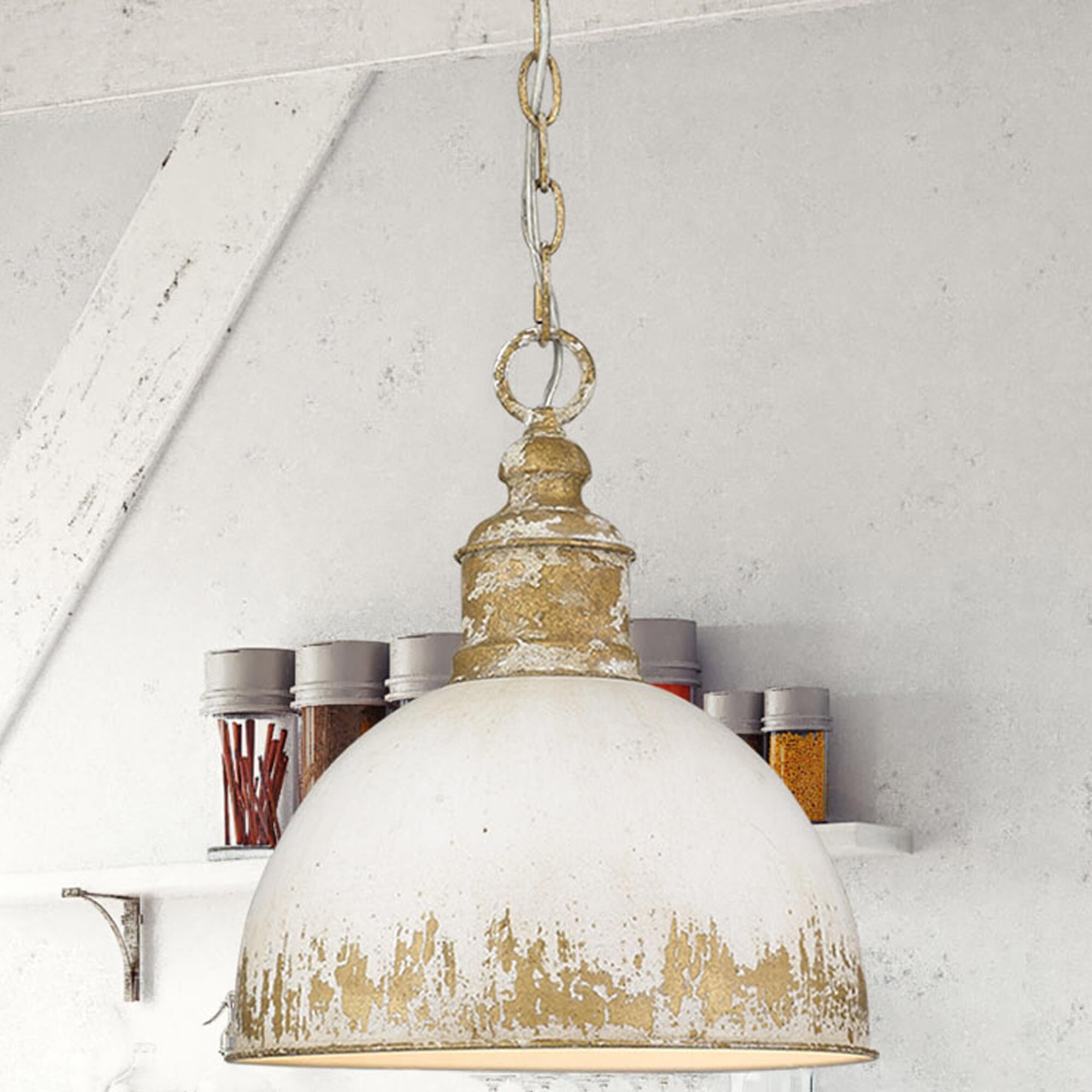 Golden Lighting Alison 1-Light Medium Pendant with Antique Ivory