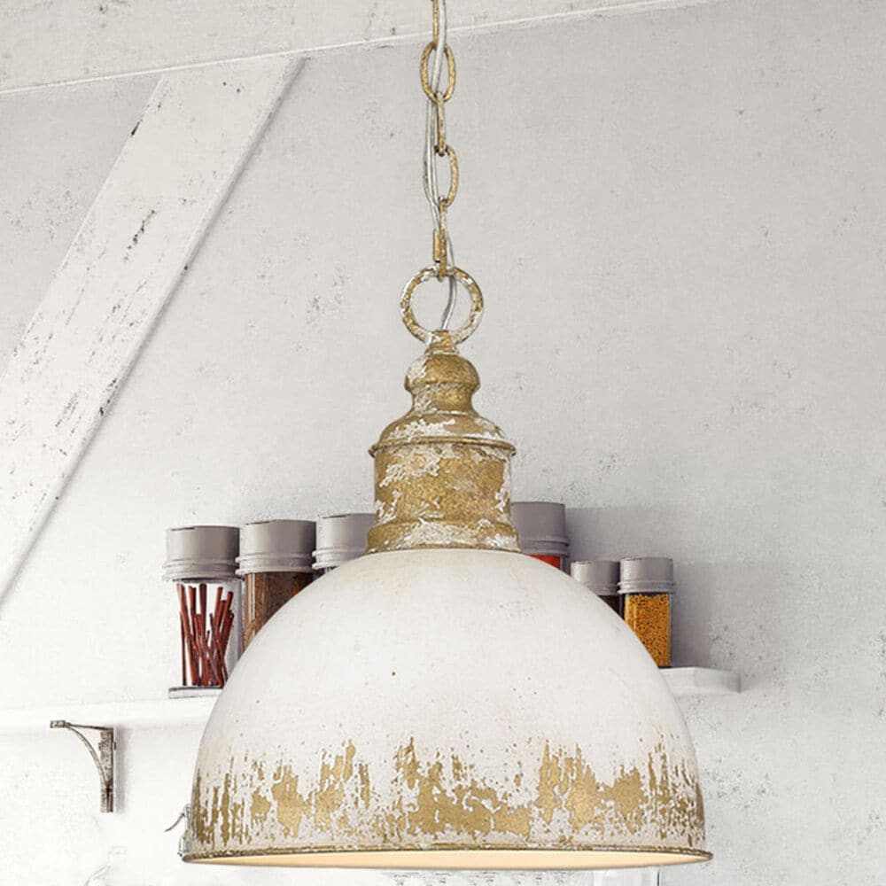 Golden Lighting Alison 1-Light Medium Pendant with Antique Ivory Shade in Vintage Gold, , large