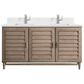 James Martin Vanities Portland 60" Double Bathroom Vanity in Whitewashed Walnut with Single Hole 3 cm White Zeus Quartz Top and Rectangular Sinks, , large