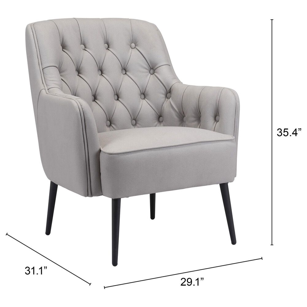 Zuo Modern Tasmania Accent Chair in Gray and Black, , large
