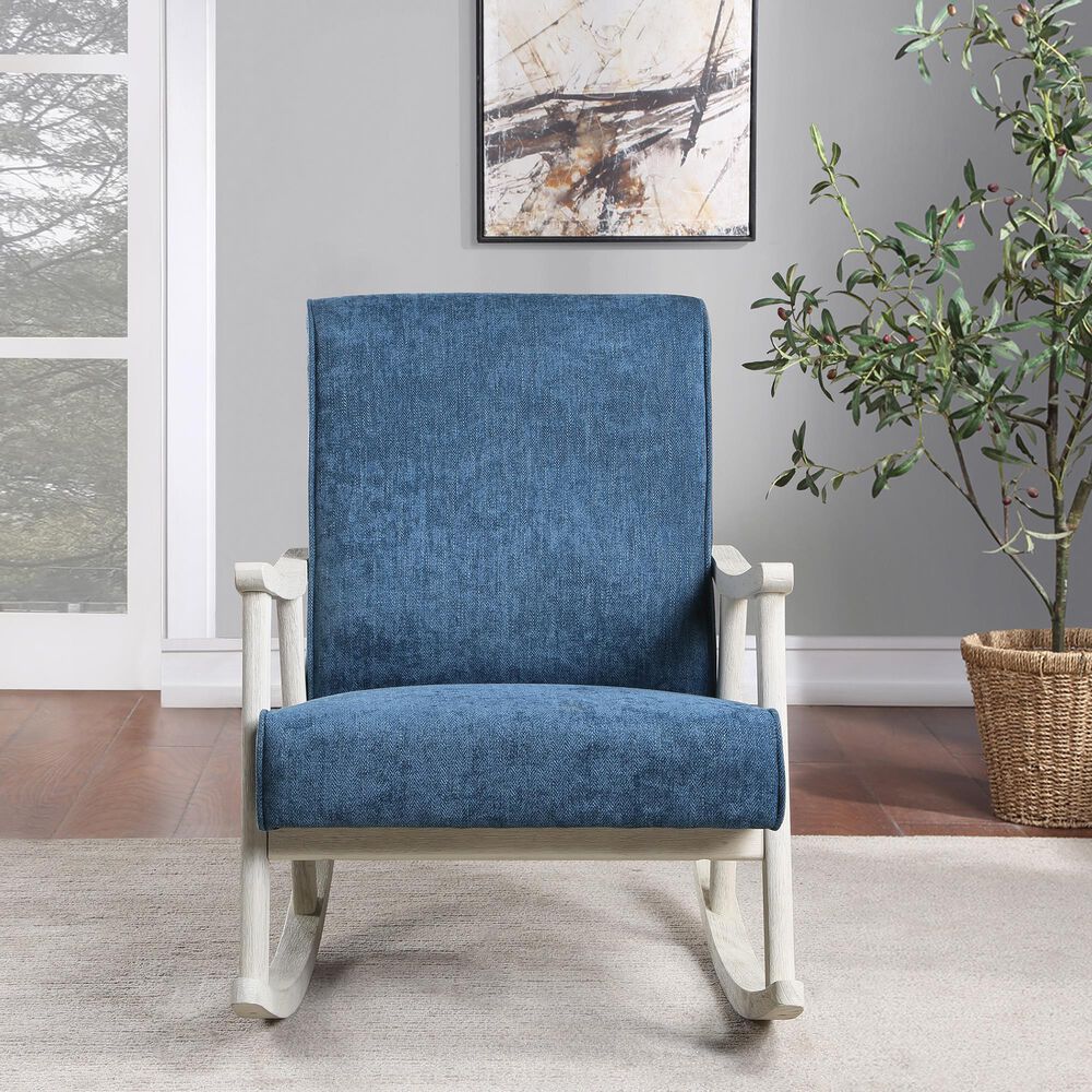 OSP Home Gainborough Rocker with Antique White Frame in Navy, , large