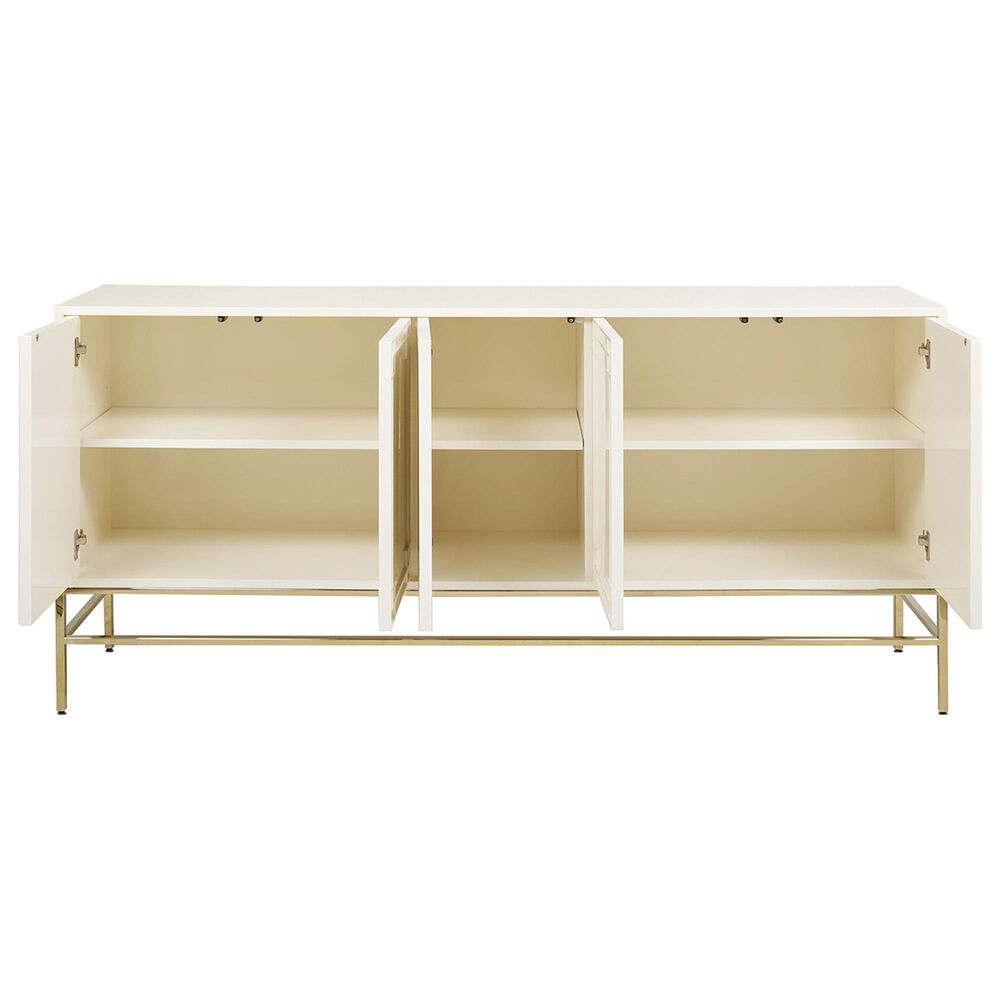 Jennifer Taylor Home Gemini Sideboard in White Lacquer and Gold, , large