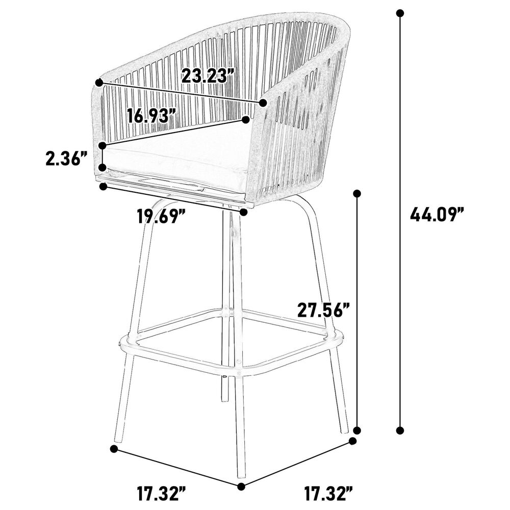 Hearth and Haven 3-Piece Outdoor Patio Bar Set with Gray Cushion in Black, , large