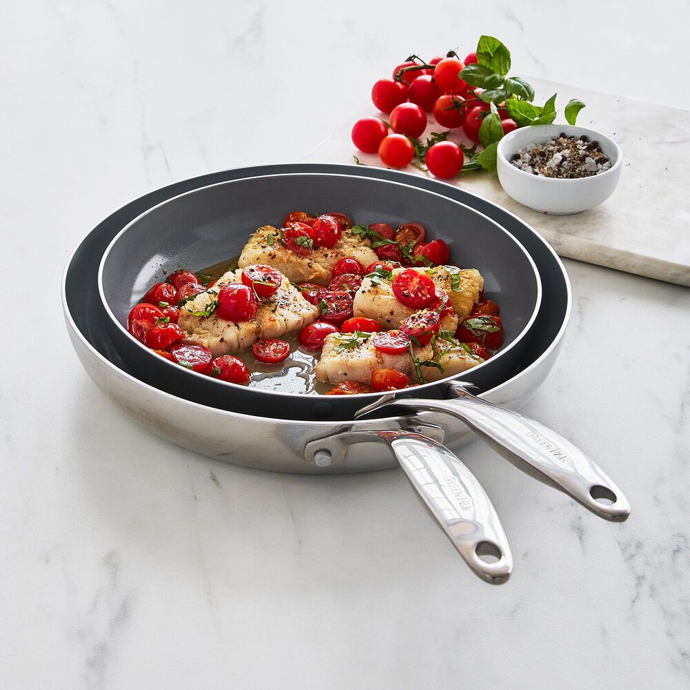 Green Pan Valencia Pro 2-Piece 8" and 10" Open Frypan Set in Stainless Steel, , large