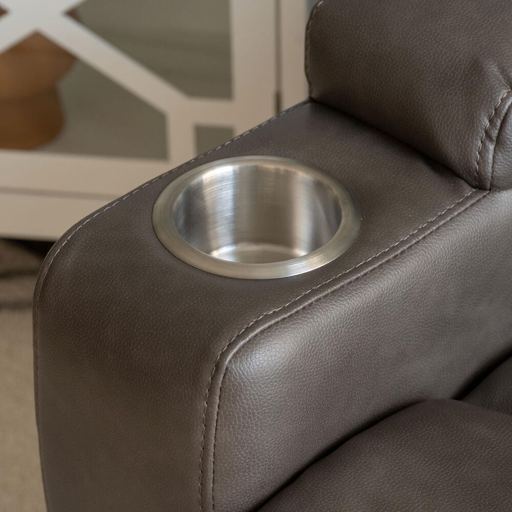 Linon Home Decor Peoria Power Lift Recliner in Mushroom, , large