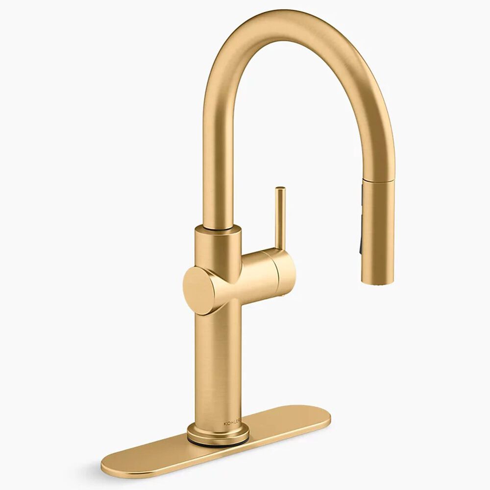 Kohler Crue Pull-Down Kitchen Sink Faucet in Vibrant Brushed Moderne Brass, , large