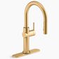 Kohler Crue Pull-Down Kitchen Sink Faucet in Vibrant Brushed Moderne Brass, , large
