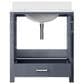 Lexora Home Jacques 30" Single Bathroom Vanity in Dark Grey with 2 cm White Quartz Top and Rectangular Sink, , large
