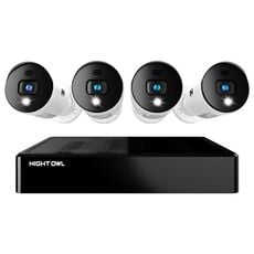 Night Owl 4 Wired 1080p Spotlight Cameras with Audio Alerts and Sirens in White