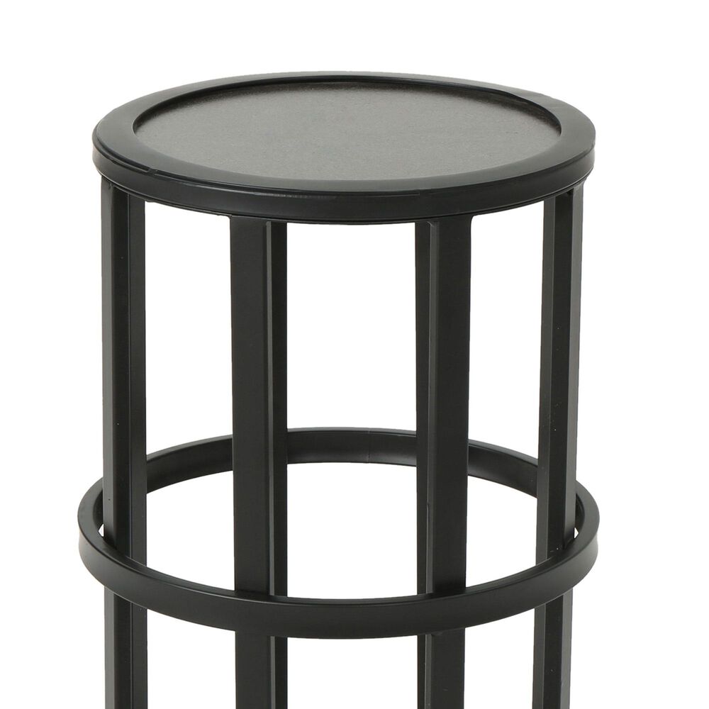 Hearth and Haven Outdoor Round Metal Side Table with Open Slat Frame in Black and Grey, , large