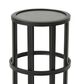 Hearth and Haven Outdoor Round Metal Side Table with Open Slat Frame in Black and Grey, , large