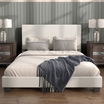 Furniture of America Gail Queen Upholstered Platform Bed with Standard Headboard in White, , large