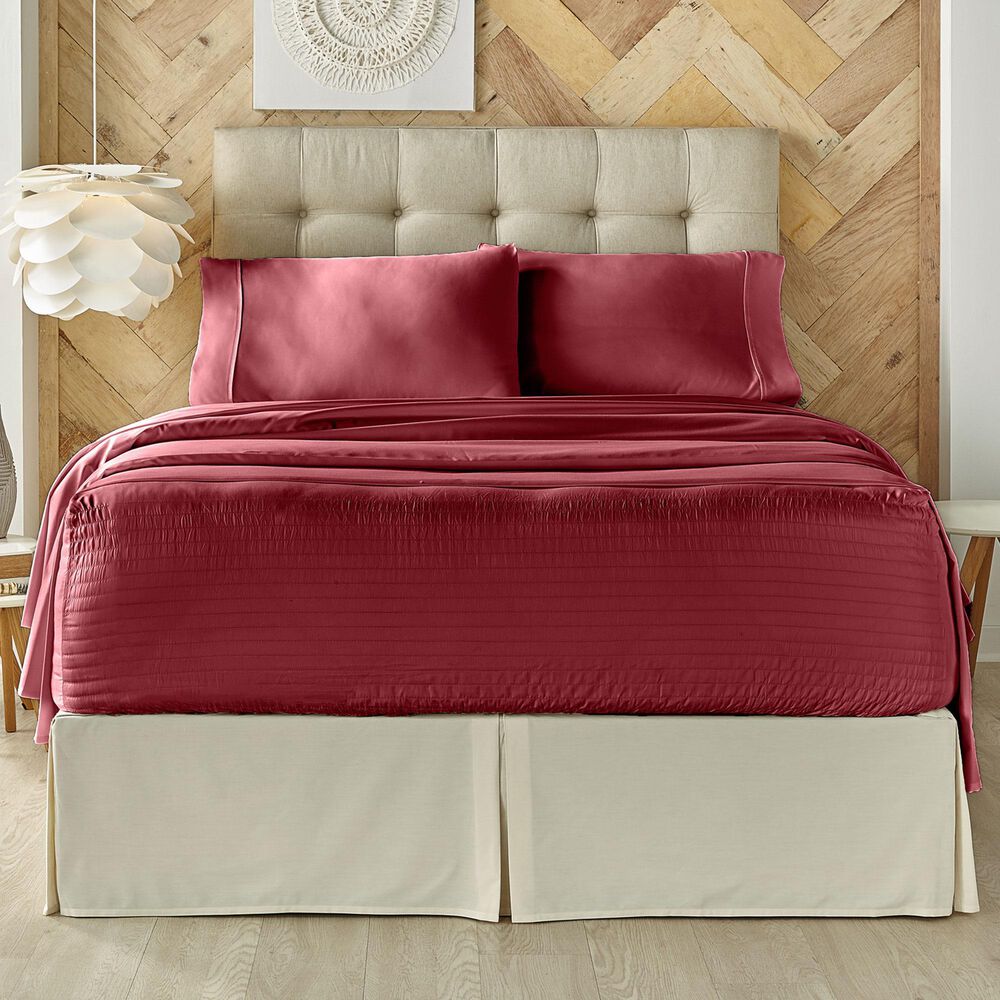 J. Queen New York Royal Fit 4-Piece Full Sheet Set in Burgundy, , large