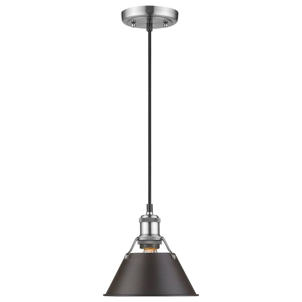 Golden Lighting Orwell 1-Light Small Pendant with Rubbed Bronze Shade in Pewter, , large