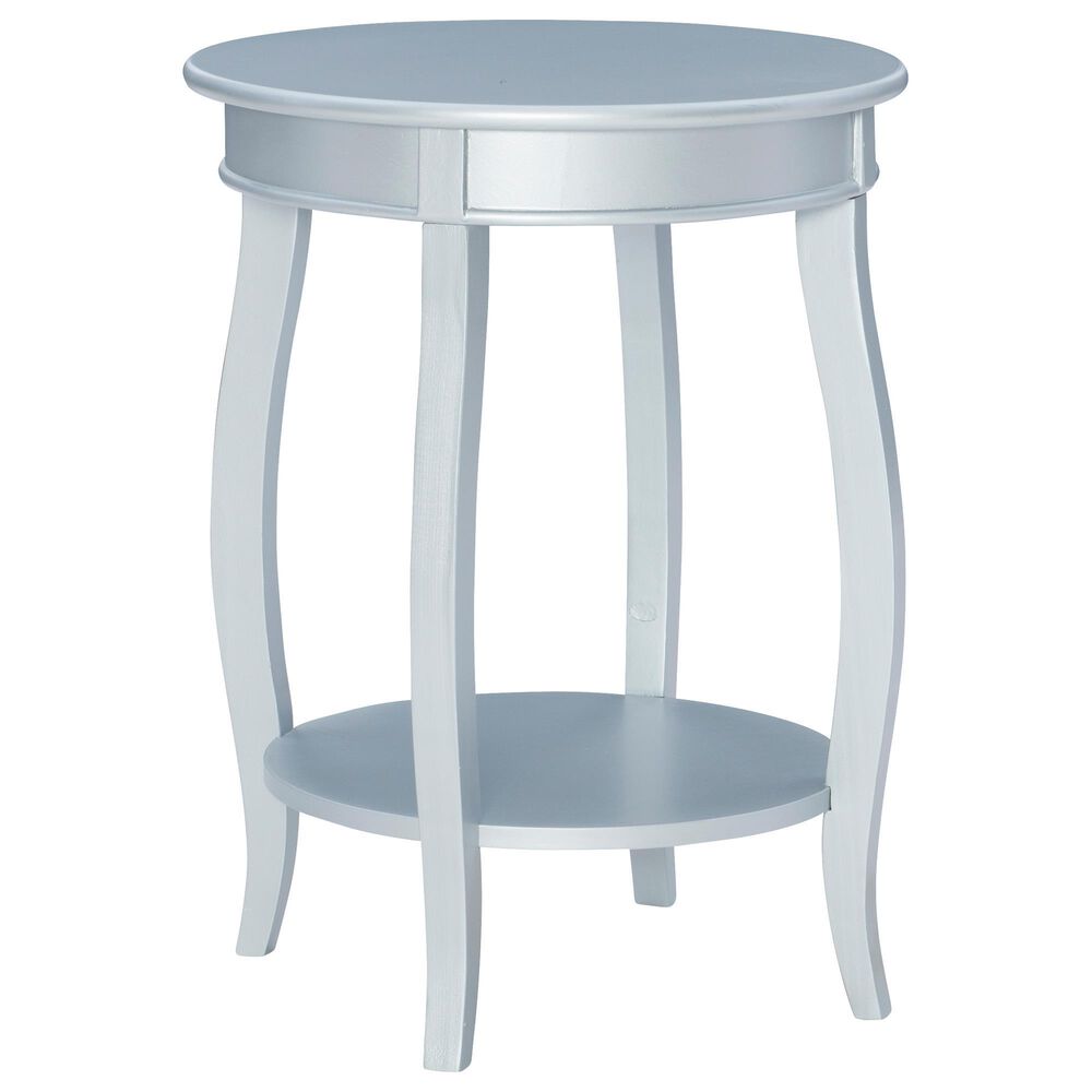 Linon Home Decor Rainbow Round Side Table in Silver, , large