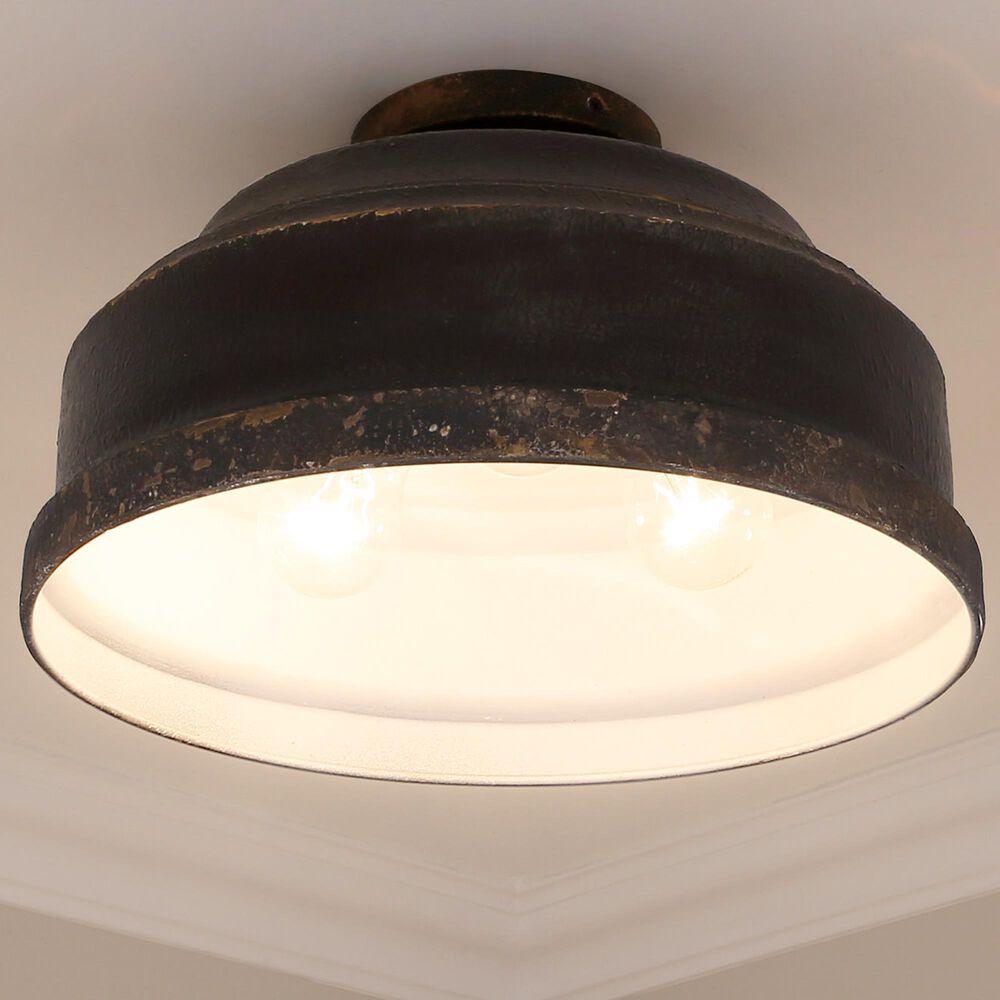 Golden Lighting Keating Flush Mount in Antique Black Iron, , large