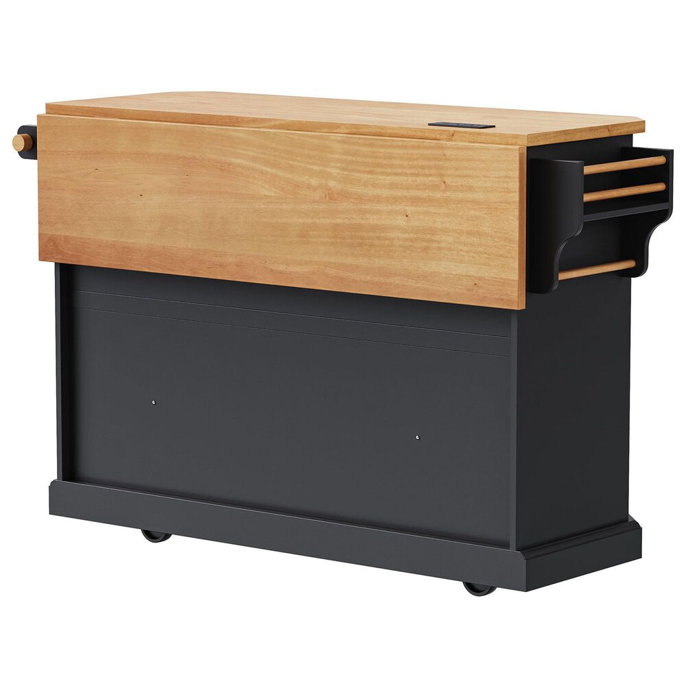 HOMLUX 56" Kitchen Island with Drop Leaf in Black, , large