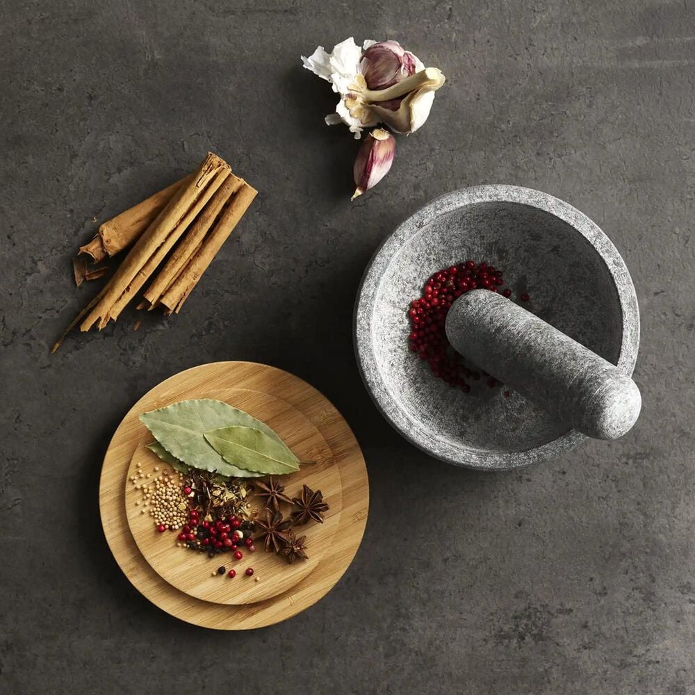 Joseph Joseph Dash Pestle and Mortar with Bamboo Lid in Grey and Brown, , large