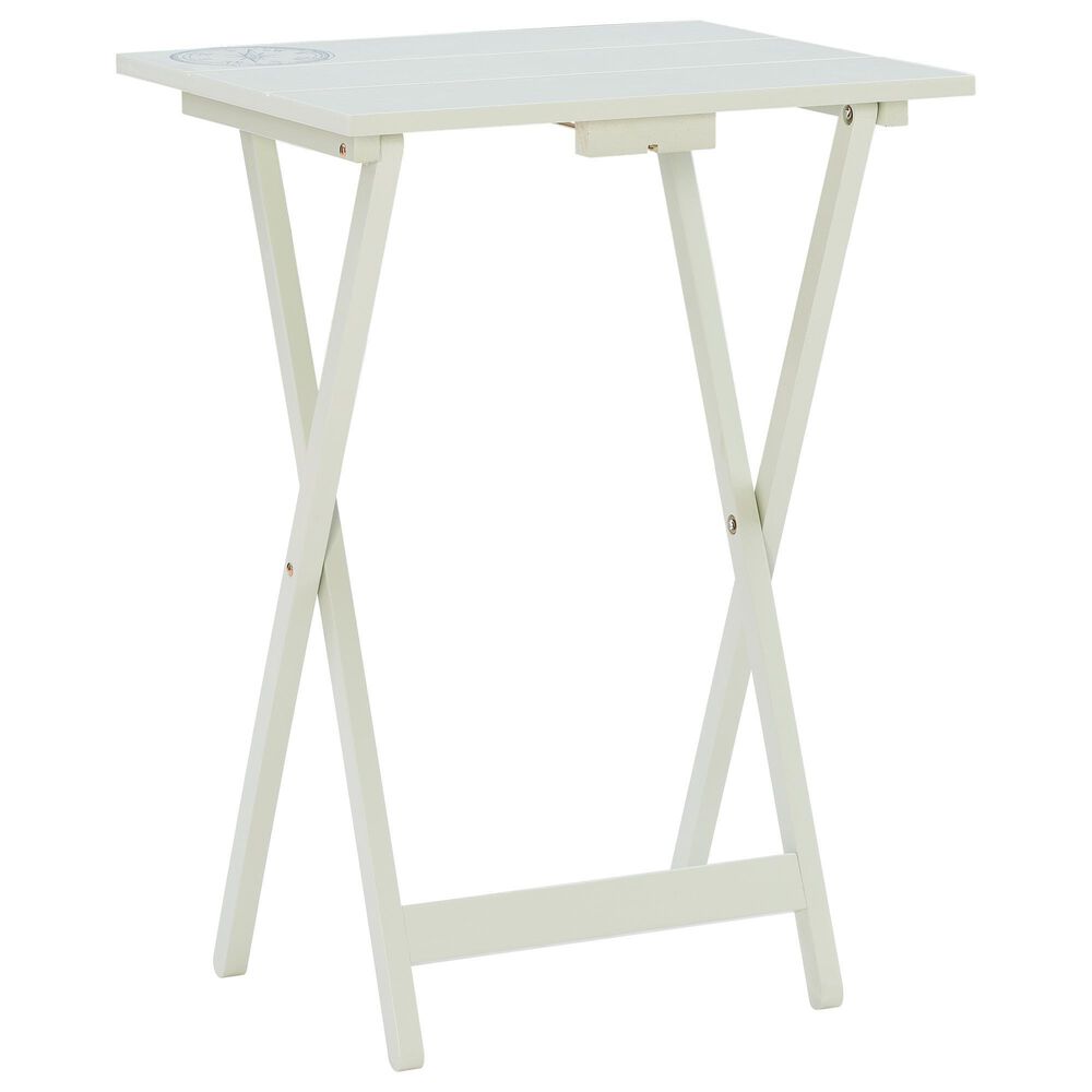 Linon Home Decor Compass Folding TV Tray Table Set with Stand in Light Gray (Set of 4), , large