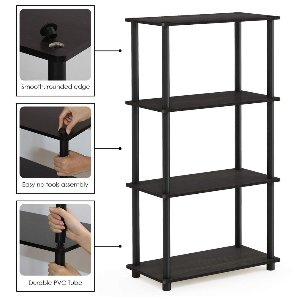 HOMLUX Turn-N-Tube 4-Tier Multipurpose Shelf Display Rack in Espresso and Black, , large