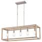 Vaxcel Pratt 5-Light Linear Chandelier in Satin Nickel and Light Oak, , large