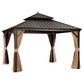 HOMLUX 12" x 12" Hardtop gazebo with double roof in Bronze, , large